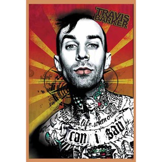 โปสเตอร์ Travis Barker เทรวิส บาร์คเกอร์ Blink-182 มือกลอง วง ดนตรี รูปภาพ ติดผนัง สวยๆ poster (88 x 60 ซม.โดยประมาณ)