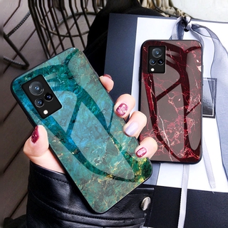 เคสโทรศัพท์ VIVO V21 5G Phone Case Silicon Soft Edges Shell High Quality Tempered Glass Marble Back Cover Casing วีโว่V21 Hard Case