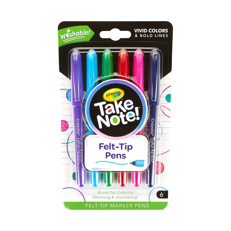 crayola-take-note-6-colors-washable-felt-tip-marker-เครโยล่า-สีเมจิกหัวใหญ่-6-สี