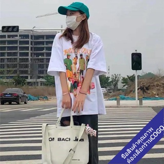 เสื้อยืดแขนสั้นแฟชั่น สตรีท น่ารักเกาหลี เสื้อโอเวอร์ไซส์ผู้หญิง ไซส์ใหญ่ พิมพ์ลายวินเทจ xxl