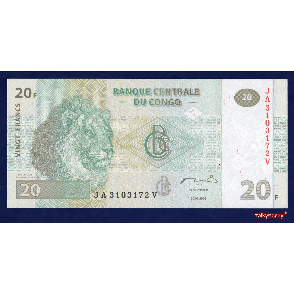 ภาพหน้าปกสินค้าธนบัตรประเทศ คองโก Congo สิงห์โต ราคา 20 ฟรังส์ รุ่นปี 2003 P-94 สภาพใหม่เอี่ยม 100%UNC ไม่ผ่านการใช้ สำหรับสะสม จากร้าน talky_money บน Shopee