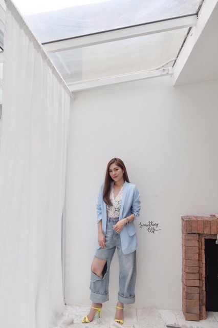 เสื้อคลุมคอปกกล้วยทรงหลวมพับแขนได้
