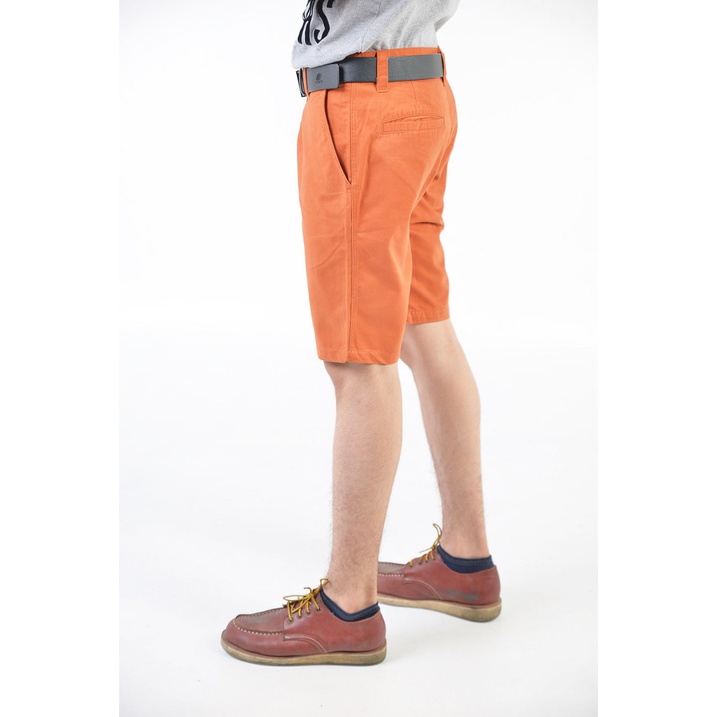 กางเกงขาสั้นสีส้มอิฐ-ผ้าฟอกนิ่ม