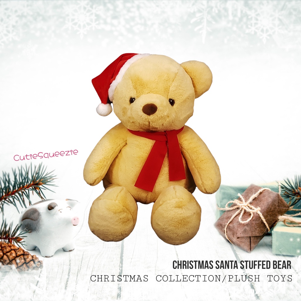 ตุ๊กตาหมีคริสต์มาส-ซานต้า-ผ้าแองโกล่า-ไซส์-l-สีน้ำตาล-christmas-bear-santa-angola-brown-stuffed-animal