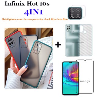 (4IN1) เคสโทรศัพท์มือถือแบบแข็ง กันกระแทก กันรอยเลนส์กล้อง ฟิล์มแข็ง ฟิล์มเลนส์ สําหรับ Infinix Hot 10S 10i 10play 11S