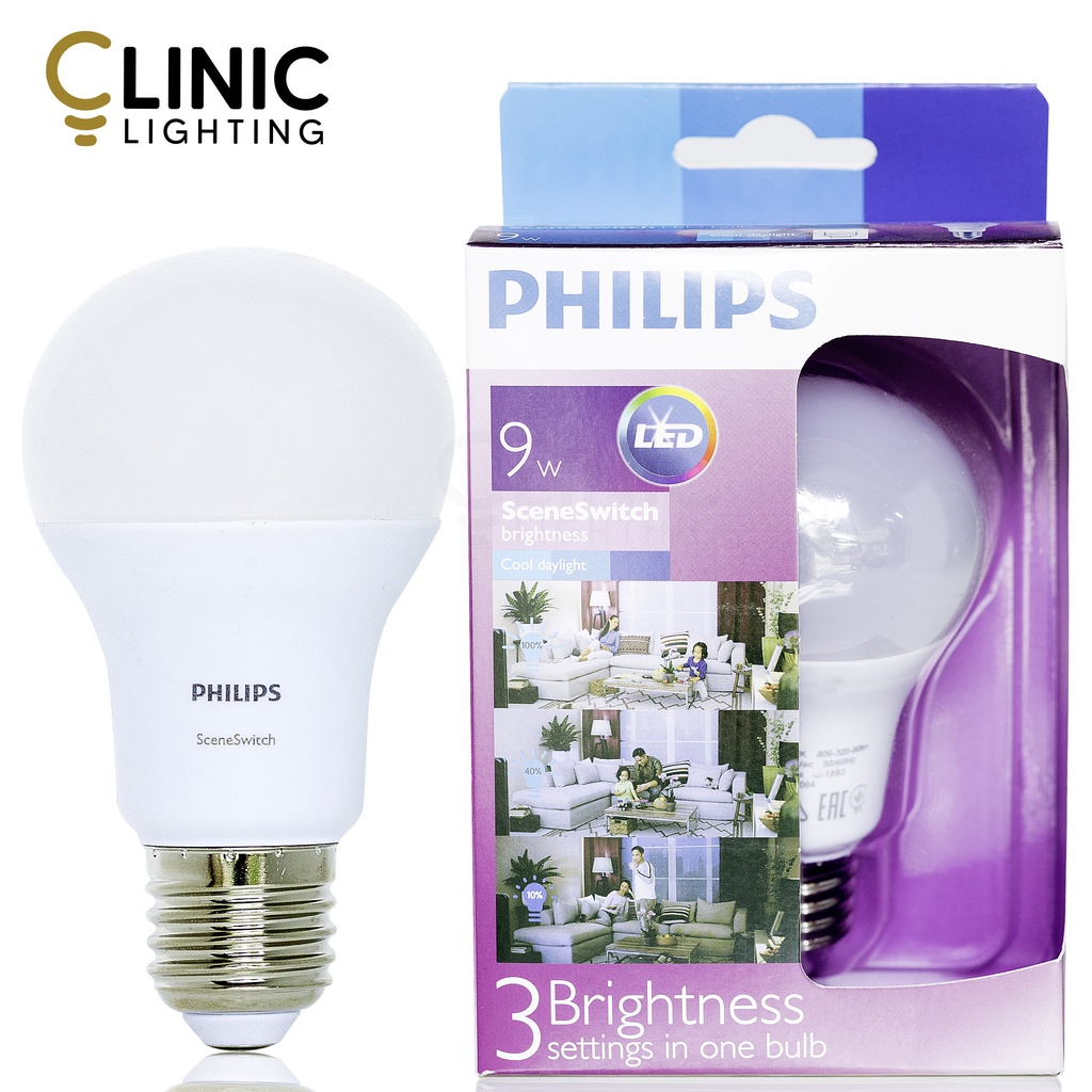 หลอดไฟ-philips-led-bulb-9w-scene-switch-e27-cool-daylight-ปรับความสว่างได้-3-ระดับ