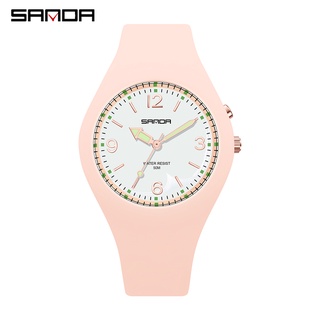 Sanda นาฬิกาข้อมือควอตซ์แฟชั่น กันน้ํา แบบบางเฉียบ แนวสปอร์ต เรียบง่าย สําหรับผู้หญิง