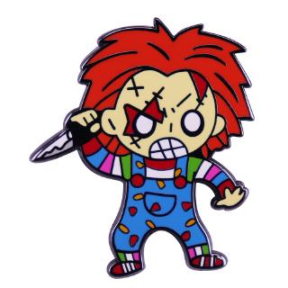 Horror Movie Collective Badge Childs Play Cartoon Chucky Pin Moving Tripy Halloween Brooch