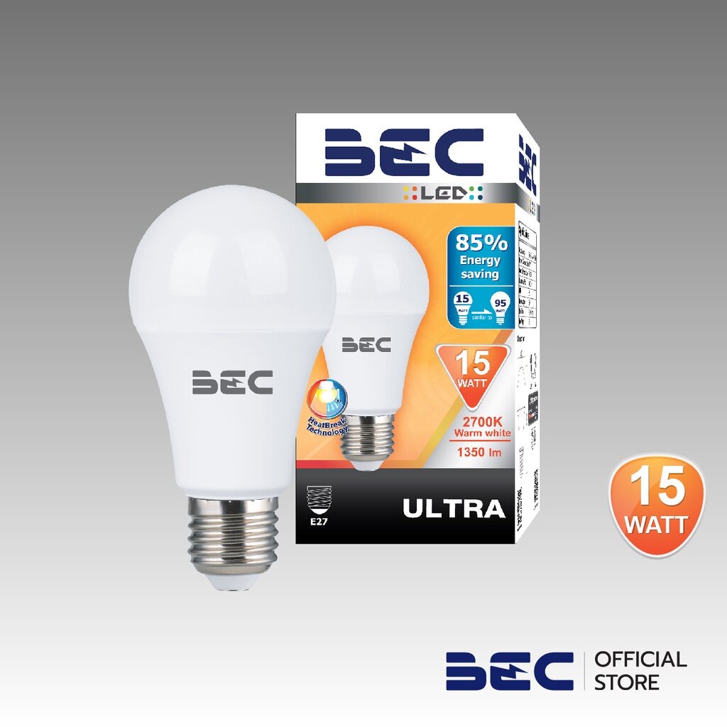 bec-ultra-13-15w-หลอดไฟ-led-ขั้ว-e27-รับประกัน-1-ปี-แสงวอร์มไวท์-คูลไวท์-เดย์ไลท์-แพ็ค2หลอด