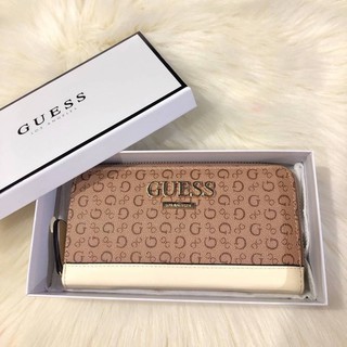 แท้💯 outlet GUESS FACTORY WOMENS LONG WALLET  กระเป๋าสตางค์ใบยาว สวยมากค่ะ เปิดปิดด้วยซิป ด้านหน้า