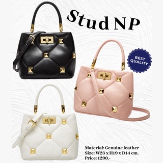 CrabBrand Stud NP กระเป๋าถือ กระเป๋าสะพาย หนังแท้ แต่งด้วยหมุด อะไหล่พรีเมียมทั้งใบ