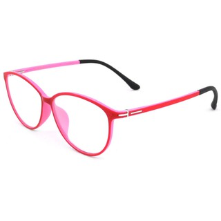Korea แว่นตาแฟชั่น รุ่น HD 6909 สีแดงตัดชมพู วัสดุ Plastic เบาและยืดหยุนได้(สำหรับตัดเลนส์)