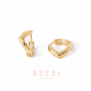 BZEBI ต่างหู หนีบ ตุ้มหู ห่วง แฟชั่น ทอง เกาหลี หนีบ ห่วงทอง earrings ทองคํา ทอง 18K สําหรับผู้หญิง 562E