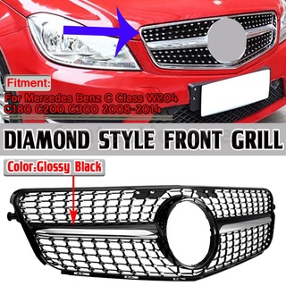 กระจังหน้ารถยนต์ สีดํา อุปกรณ์เสริม สําหรับ Mercedes Benz C-CLASS W204 08-14 DIAMOND Grille C180 C200 C300