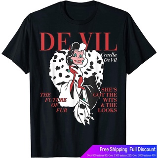 ดิสนีย์เสื้อยืดลำลอง Disney Villains Cruella De Vil Magazine Cover T-Shirt T-Shirt