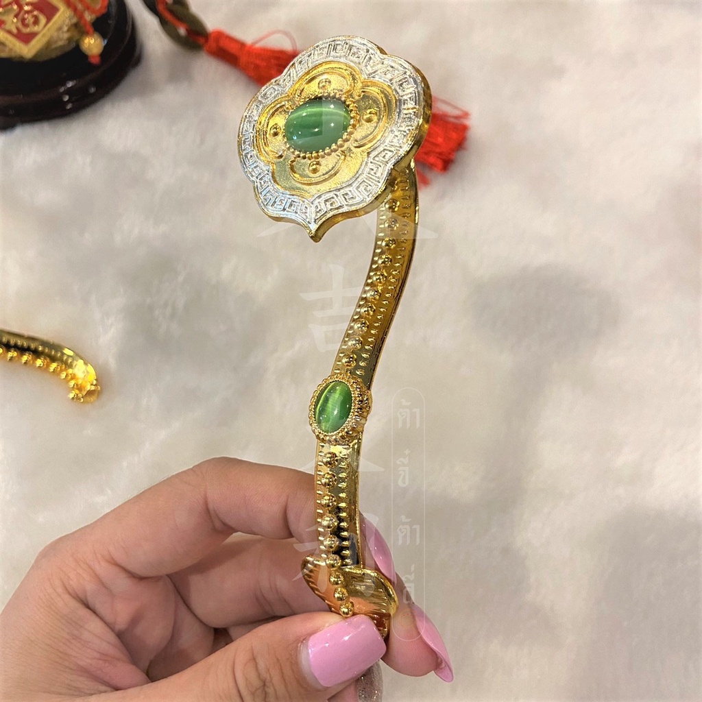 ยู่อี่-อาวุธสำหรับองค์พระขนาด-12-19-นิ้ว-ทำจากโลหะชุบทอง-งานใต้หวัน