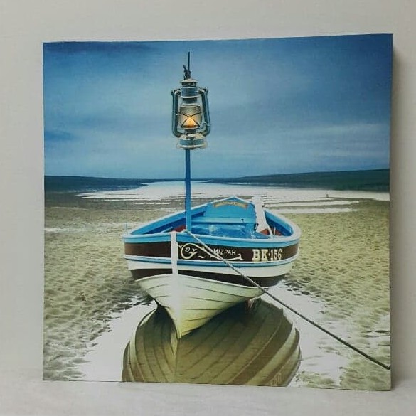 รูปภาพติดผนัง-led-รูปเรือกับตะเกียงเจ้าพายุ-size-40x40-cm-18186