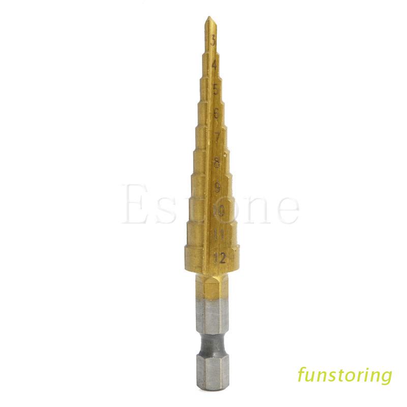 ภาพหน้าปกสินค้าFUN HSS Titanium-Coated Step Drill Set 1/4" hex shank 3-12mm cutting tool Reamer จากร้าน funstoring.th บน Shopee