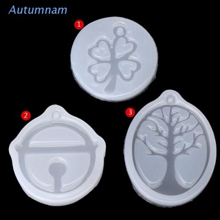 AUTU  UV Resin Jewelry Liquid Silicone Mold Clover Bell Tree Frame DIY Jewelry Pendant