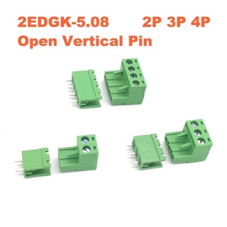 ราคาต่อชุด  5.08Mm 2P 3P 4P 6p 7 p 8 p สกรูปลั๊ก PCB Terminal Block 2EDGK 2EDGV ขาตรง Pluggable Bornier Connector 15A