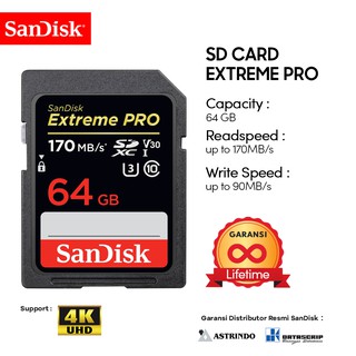 64Gb Sd Card  Extreme Pro UHS-I 4K U3 up to 170Mbps - Lifetime Official Guarantee