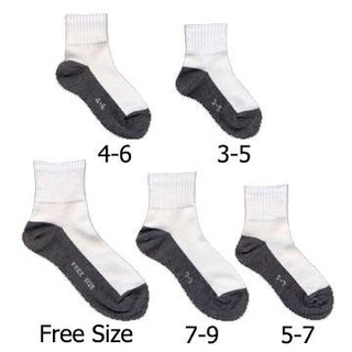 ถุงเท้านักเรียนสีขาวพื้นเทา (3-5)(4-6)(5-7)1โหล12คู่ ป้ายMO