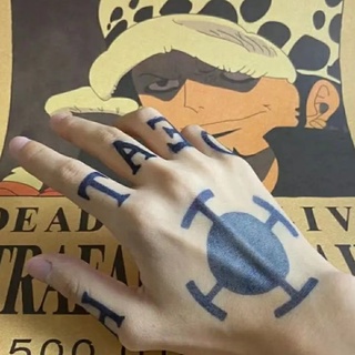สติกเกอร์รอยสัก กันน้ํา ลายการ์ตูนอนิเมะ One Piece Trafalgar D อุปกรณ์เสริมคอสเพลย์