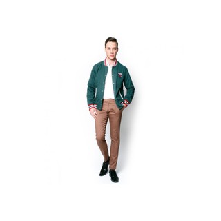 B&amp;B menswear กางเกงสแลคชิโน่ ทรงเดฟ ผ้ายืด  ขายาว ( LIGHT BROWN )