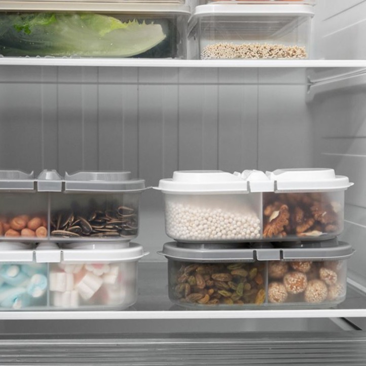 กล่องพลาสติกสองฝา-เก็บอาหารแห้ง-อาหารสด-ผัก-ผลไม้-ธัญพืช-เก็บได้สารพัดอาหาร-ช่วยจัดระเบียบตู้เย็น