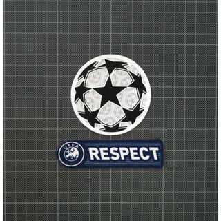อาร์ม กำมะหยี่ ยูฟ่า สตาร์บอล Patch UEFA Champions League Starball &amp; Blue RESPECT Sleeve Patches/Badges 2011-2012