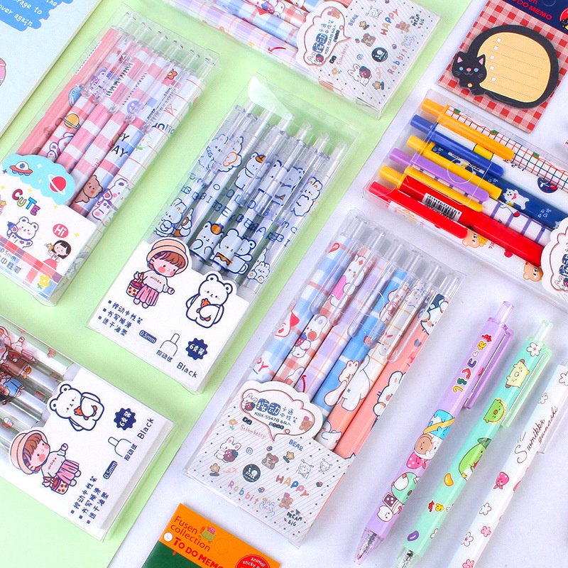 kawaii-ชุดปากกาเจล-0-5-มม-6-ชิ้น-สําหรับนักเรียน