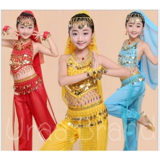 สินค้า 4 สี (พร้อมส่ง) เซ็ท 4  ชิ้น ชุดอินเดีย อาลาดิน ชุดเต้น ชุดแฟนซีเด็ก รุ่น A LA DIN Dancing ชุดอินเดียเด็ก ในตะเกียงแก้ว