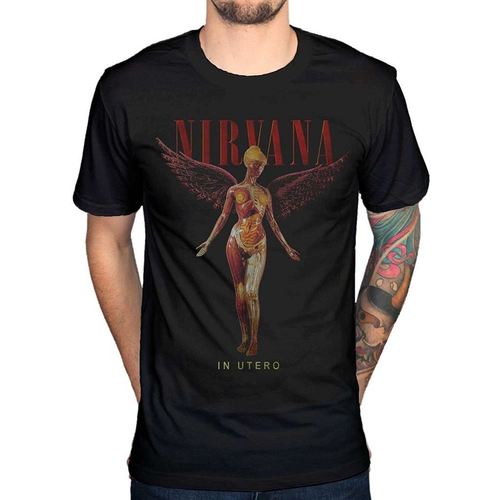 แฟชั่นผู้ชาย-awdip-mens-official-nirvana-ในเสื้อยืด-utero-rock-band-men-เสื้อยืด-tee-black