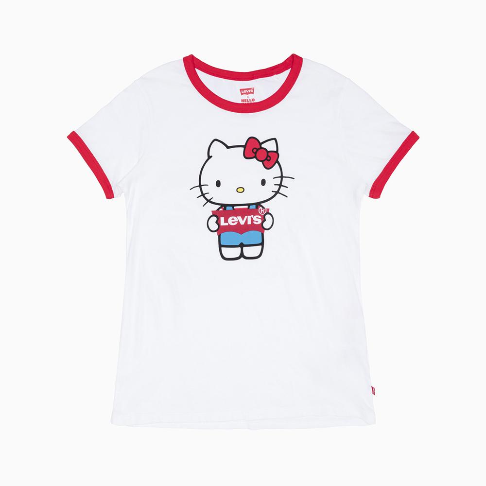 เสื้อยืดlevis-hello-kitty-perfect-ringer-graphic-tee-white