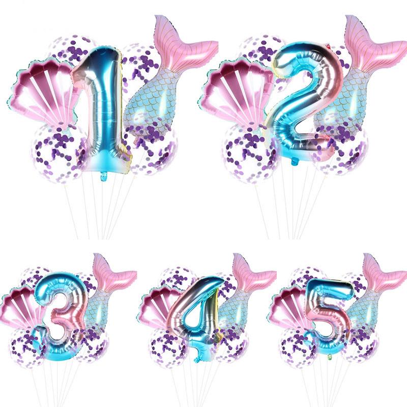 7pcs-lot-ชุดลูกโป่งวันเกิดนางเงือก-ลูกโป่งกลิตเตอร์-พร้อมตัวเลขสีโทนรุ้ง-ใช้ตกแต่งวันเกิดและงานปาร์ตี้