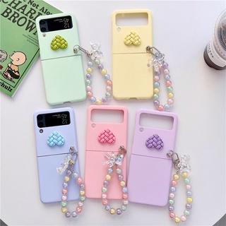 เคสโทรศัพท์มือถือ กันกระแทก ประดับลูกปัด สีแคนดี้ สําหรับ Samsung Galaxy Z Flip 4 Z Flip 3 5G Z Flip 3 Zflip3 Z Flip4 Z Flip4 Z Flip3