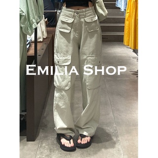 EMILIA SHOP กางเกงขายาว กางเกงเอวสูง สไตล์เกาหลี 2022 ใหม่ ES220181