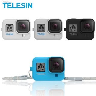 ins❐✻♚TELESIN Soft Silicone Case Housing Cover Blue White Gray With Adjustable Handle Wrist Strap For GoPro Hero 8 Camer