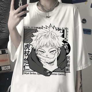 【🔥🔥】เสื้อยืดลําลองสําหรับผู้ชาย Unisex แขนสั้นพิมพ์ลาย Jujutsu Kaisen Gojo Satoru Yuji Itadori 90s