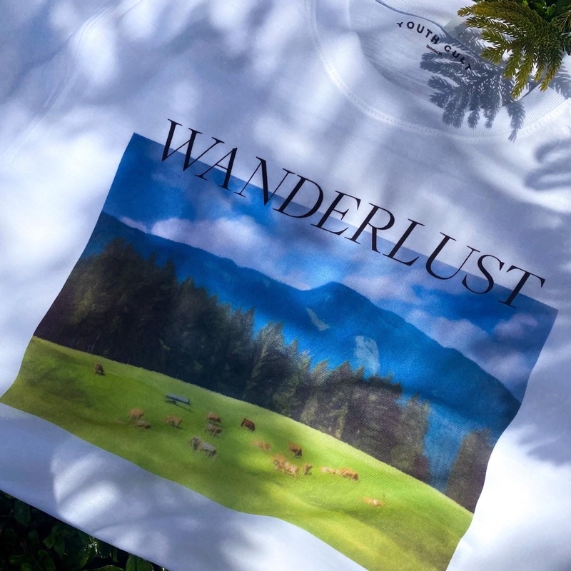 wanderlust-พร้อมส่ง-ถูกและดี-เสื้อยืด-เสื้อสีขาว-เสื้อยืดโอเวอร์ไซส์-เสื้อสไตล์เกาหลีเสื้อยืด