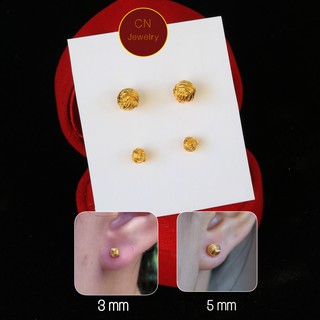 สินค้า ต่างหูตะกร้อจิ๋ว ขนาด 3mm 5mm ต่างหูมินิมอล 👑1คู่ CN Jewelry earings ตุ้มหู ต่างหูแฟชั่น ต่างหูเกาหลี ต่างหูทอง