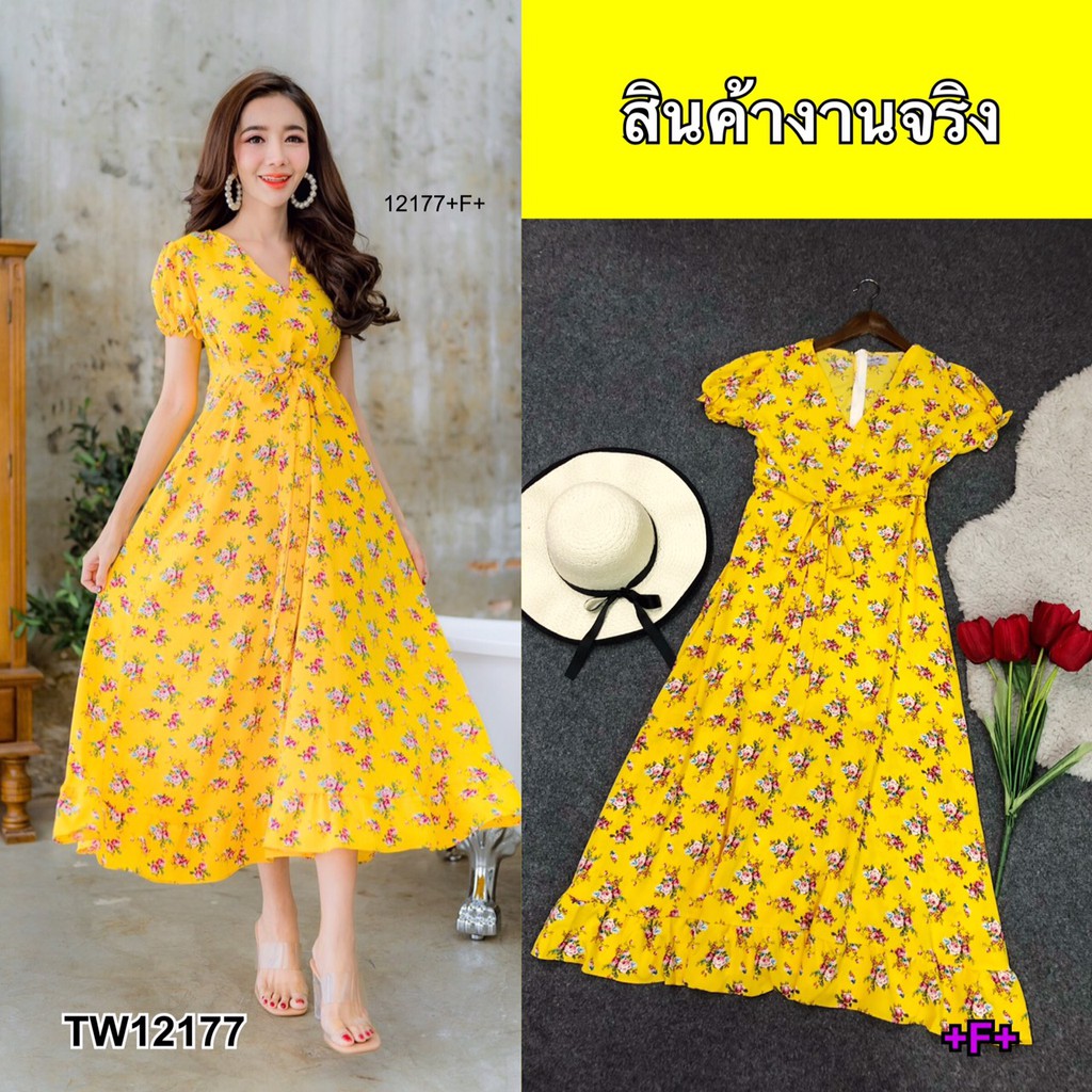 ak-12177-maxidress-แม็กซี่เดรสยาว-พิมลายดอกไม้ทั้งตัว