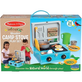 เล่นแค้มปิ้ง ทำอาหารกลางแจ้ง Melissa &amp; Doug Lets Explore Wooden Camp Stove Play Set อุปกรณ์เพียบ