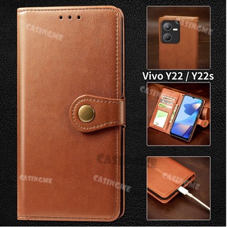 เคสโทรศัพท์มือถือหนัง ฝาพับ กันกระแทก พร้อมช่องใส่บัตร สําหรับ Vivo Y22 Y22S Y22 Y22S Y 22 22Y S VivoY22 4G 5G