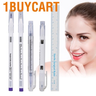 1buycart 4Types Surgical Tattoo Piercing Skin Marker Scribe Positioning Permanent Makeup Pen With Ruler