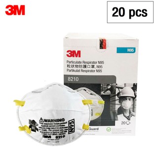 3M (20ชิ้น) หน้ากากป้องกันฝุ่น เอ็น95 สามเอ็ม 8210 N95 8210