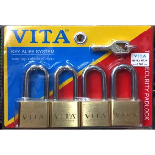 กุญแจทองเหลือง VITAระบบคีย์ไลค์ ขนาด40mm.(L)คอยาว แบบ2ตัวและ4ตัวชุด
