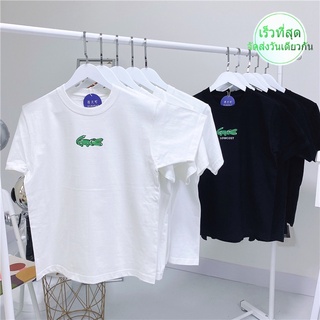 เสื้อยืดลําลอง คอกลม แขนสั้น ผ้าฝ้ายแท้ พิมพ์ลายหนังจระเข้ ทรงหลวม เหมาะกับฤดูร้อน สําหรับผู้ชาย