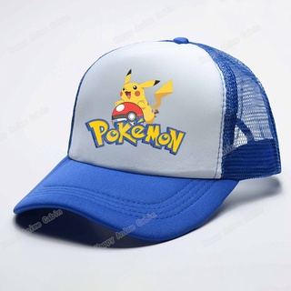 Pokémon หมวกเด็ก สีฟ้า Pikachu เบสบอลหมวก ฤดูร้อน ระบายอากาศ