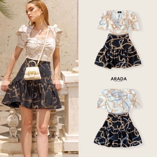 เซตเสื้อครอป+กระโปรงลายโซ่ Label :: #ARADA